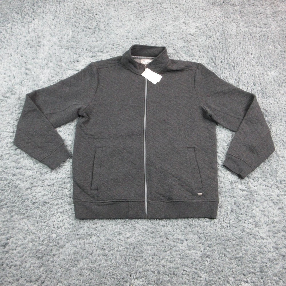 Flag & Anthem Jacket Mens Large Black Quilted Full Zip Bomber Lined NWT